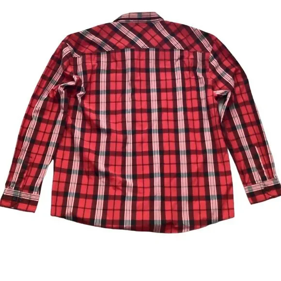 9K Clothing Men's L Red Plaid Long Sleeve Button-Up Shirt Casual - Picture 5 of 6